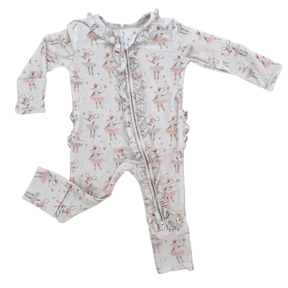 NWT Rockin Royalty Clara Ballerina Ruffled Zip Onesie 12-18M